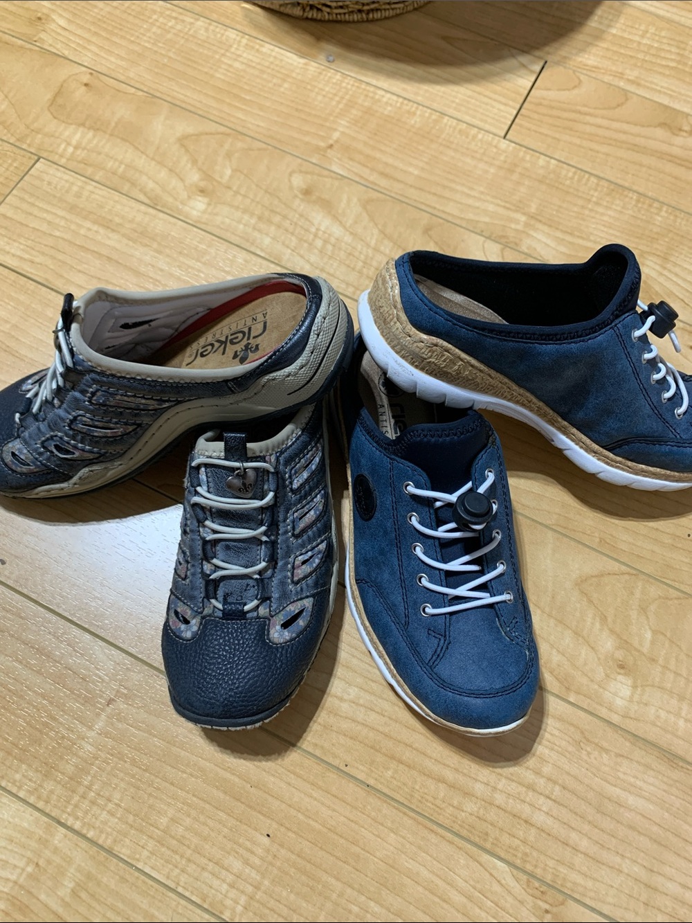 Rieker Women’s Navy and Gray Slip-On Casual Loafers